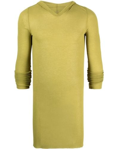Rick Owens Geripptes Luxor T-Shirt mit Kapuze - Gelb