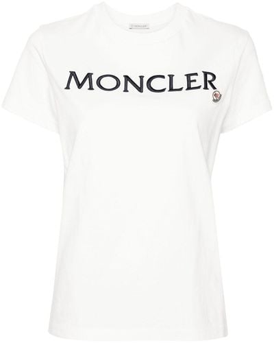 Moncler Katoenen T-shirt Met Geborduurd Logo - Wit