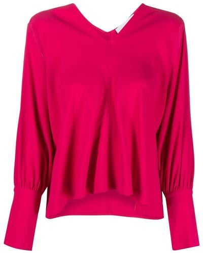 Erika Cavallini Semi Couture Bluse mit V-Ausschnitt - Pink