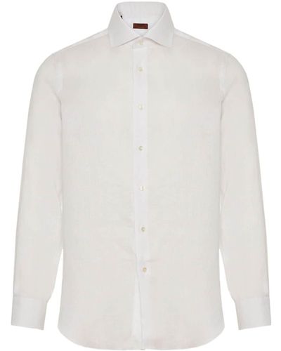 Barba Napoli Slub-texture Linen Shirt - White