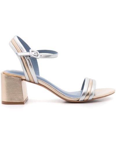 Blue Bird Shoes Metallic-finish Leather Sandals - White