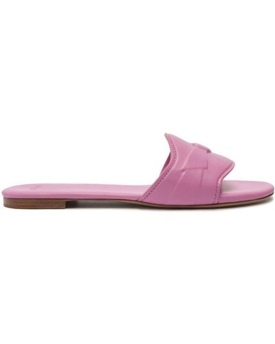 Alexandre Birman Clarita Embossed Leather Slides - Pink