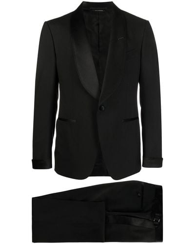 Tom Ford Silk-trim Single-breasted Suit - Black