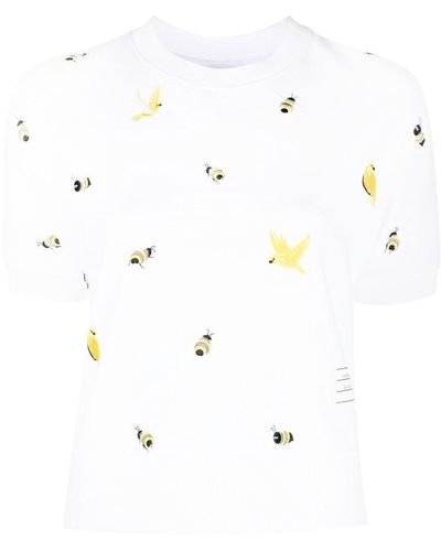 Thom Browne Logo-embroidered T-shirt - White