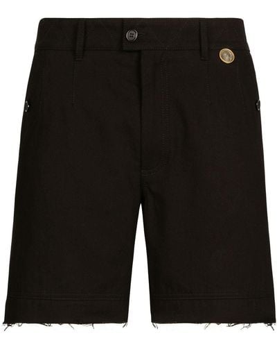 Dolce & Gabbana Frayed-hem Twill Bermuda Shorts - Black