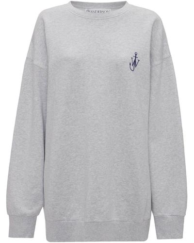 JW Anderson Graphic-print Organic Cotton Sweatshirt - Grey