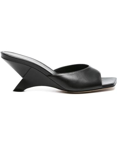 Vic Matié Sculpted-heel Leather Mules - Black