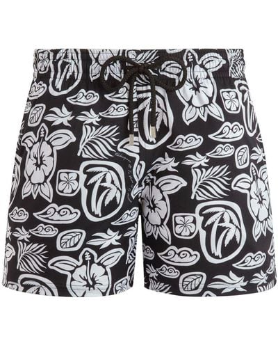 Vilebrequin Floral-print Swim Shorts - Black