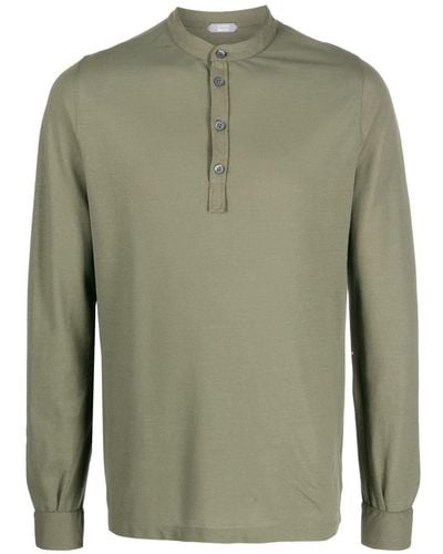 Zanone Band-collar Polo Shirt - Green