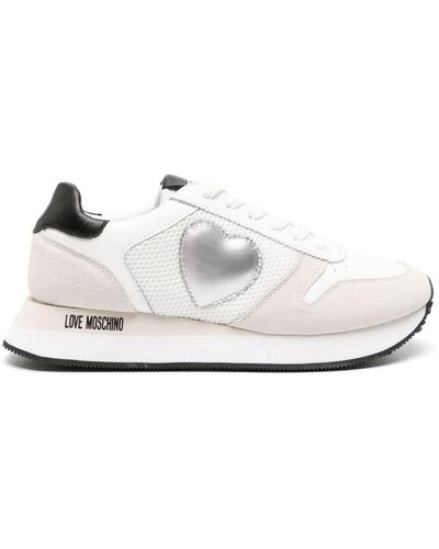 Love Moschino Sneakers mit Herz-Patch - Weiß