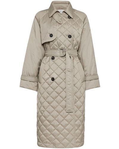 Brunello Cucinelli Belted Quilted Trench Coat - Natural