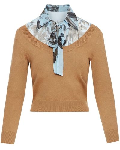 Oscar de la Renta Fein gestrickter Pullover im Layering-Look - Blau