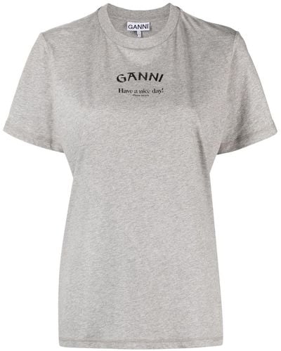 Ganni T-shirt Met Logoprint - Grijs