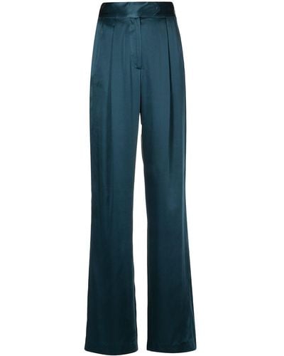 Michelle Mason Pleated Wide-leg Trousers - Blue