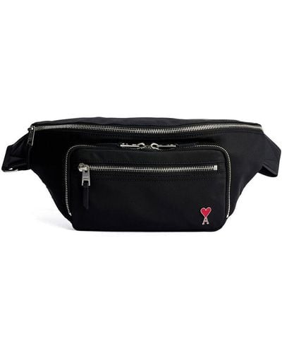 Ami Paris Black Logo Belt Bag - Unisex - Leather/nylon