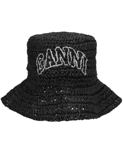 Ganni Basthut mit Logo - Schwarz