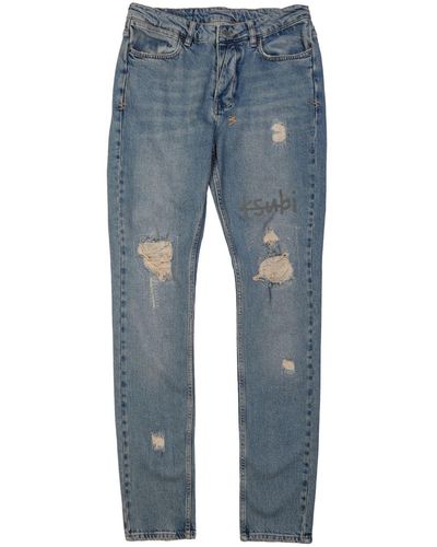 Ksubi Halbhohe Jeans im Distressed-Look - Blau
