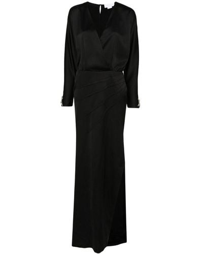 Genny Satin Maxi Dress - ブラック