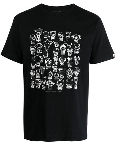 A Bathing Ape Abc Camo A To Z Cotton T-shirt - Black