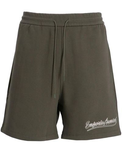 Emporio Armani Pantalones cortos de deporte con logo bordado - Verde