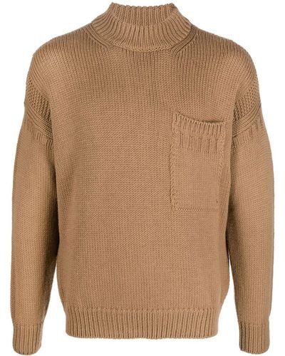 C.P. Company Mock-neck Knitted Sweater - Brown