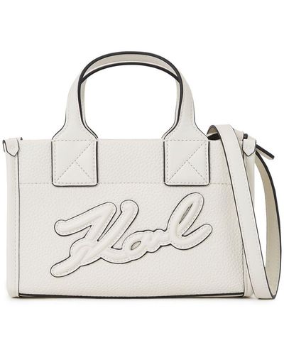 Karl Lagerfeld Skuare Handtasche mit Logo-Prägung - Weiß
