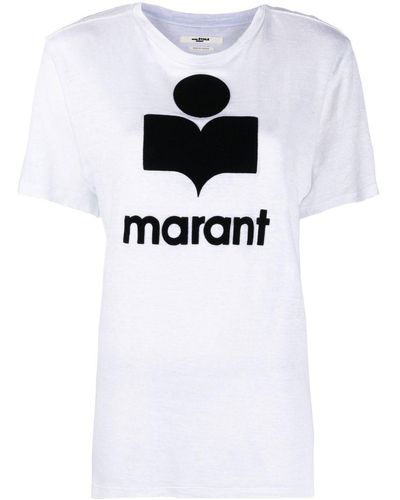 Isabel Marant ロゴ リネンtシャツ - ホワイト
