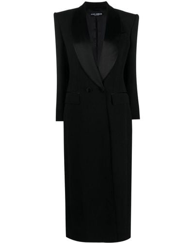 Dolce & Gabbana Silk Double-breasted Coat - Black