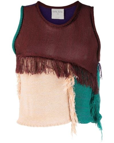 Forte Forte Colour-block Frayed Knitted Top - Paars