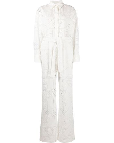 MSGM Combinaison patchwork à broderies anglaises - Blanc