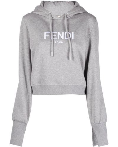 Fendi Logo-lettering Hoodie - Gray