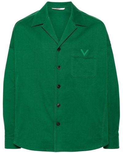 Valentino Garavani Canvas-Hemdjacke mit VLogo - Grün