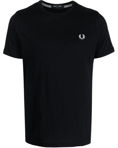 Fred Perry T-shirt Met Geborduurd Logo - Zwart