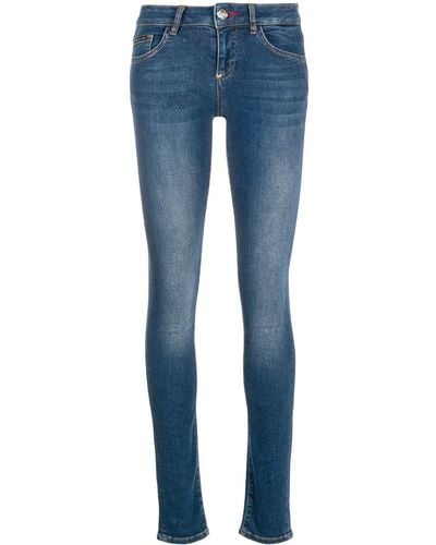 Philipp Plein Crystal Fringe-embellished Skinny Jeans - Blue
