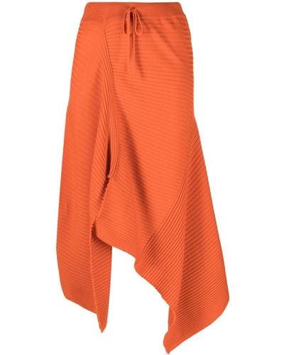 Marques'Almeida Jupe mi-longue à design asymétrique en laine mérinos - Orange