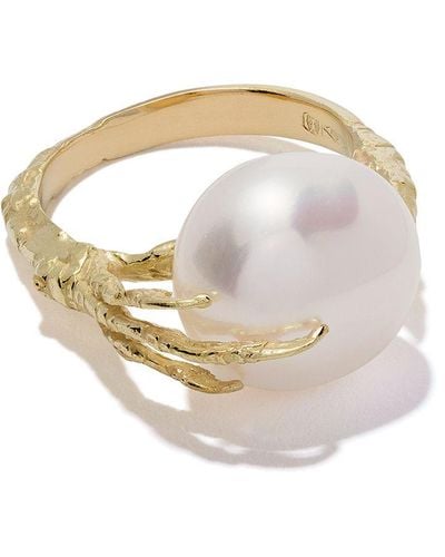 Wouters & Hendrix 18kt Gold Claw Pearl Ring - Multicolour