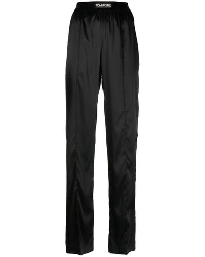 Tom Ford Stretch Silk Satin Pajamas Pants - Black