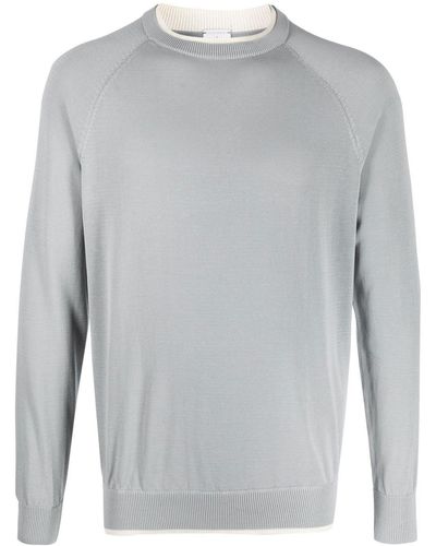 Eleventy Fine-knit Raglan-sleeve Jumper - Grey