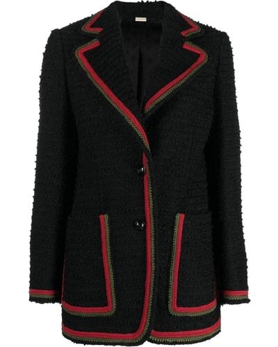Gucci Web Motif Tweed Blazer Jacket - Black