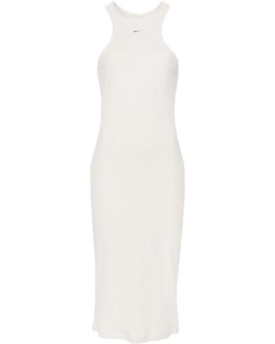 Nike Round-neck Ribbed-knit Midi Dress - White
