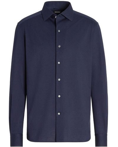 ZEGNA Long-sleeve Cotton Shirt - Blue