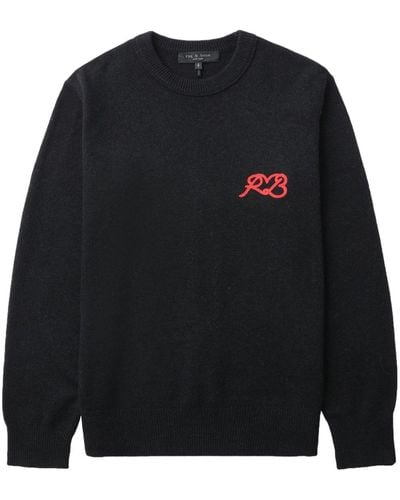 Rag & Bone Trui Met Geborduurd Logo - Zwart