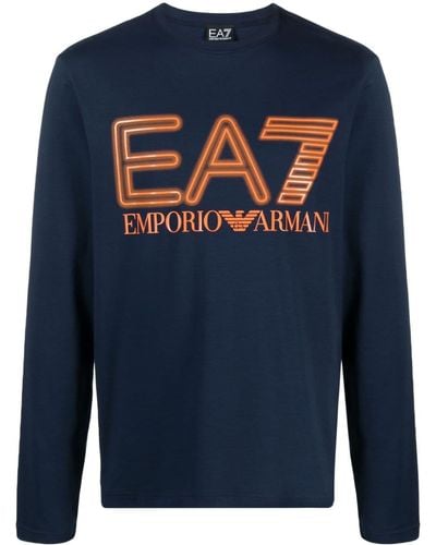 EA7 T-Shirt mit Logo-Print - Blau