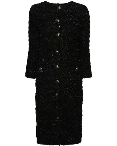 Balenciaga Tweed Button-up Dress - Black