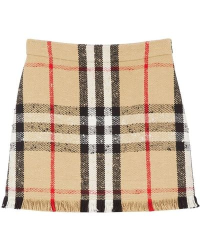 Burberry Vintage-check Bouclé Skirt - Natural