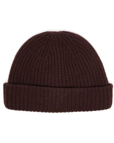 Yves Salomon Ribbed Wool-cashmere Beanie - Brown