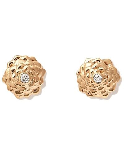 Sydney Evan 14kt Yellow Gold Camellia Diamond Stud Earrings - Metallic
