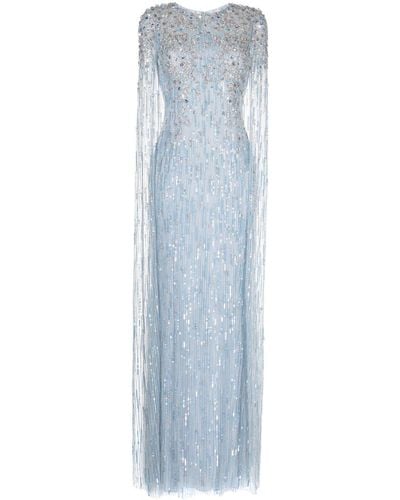 Jenny Packham Atlantis スパンコール ケープドレス - ブルー