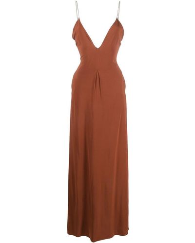 FEDERICA TOSI V-neck Sleeveless Dress - Brown