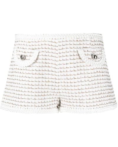 Alessandra Rich Shorts de tweed con cintura alta - Blanco